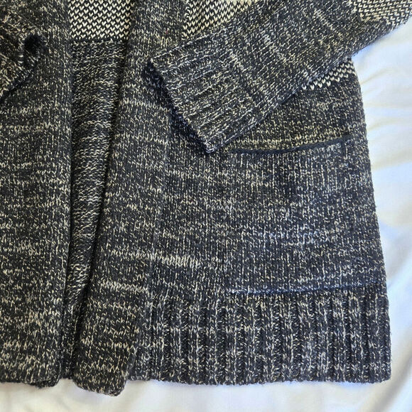 Lucky Brand Wool Blend Cardigan Small Shawl Collar Mixed Media Knit Open Front - Picture 7 of 12